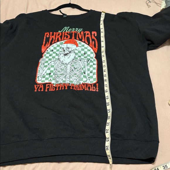 Merry Christmas Ya Filthy Animal Skellie Unisex Crewneck Sweatshirt black large - Picture 10 of 11